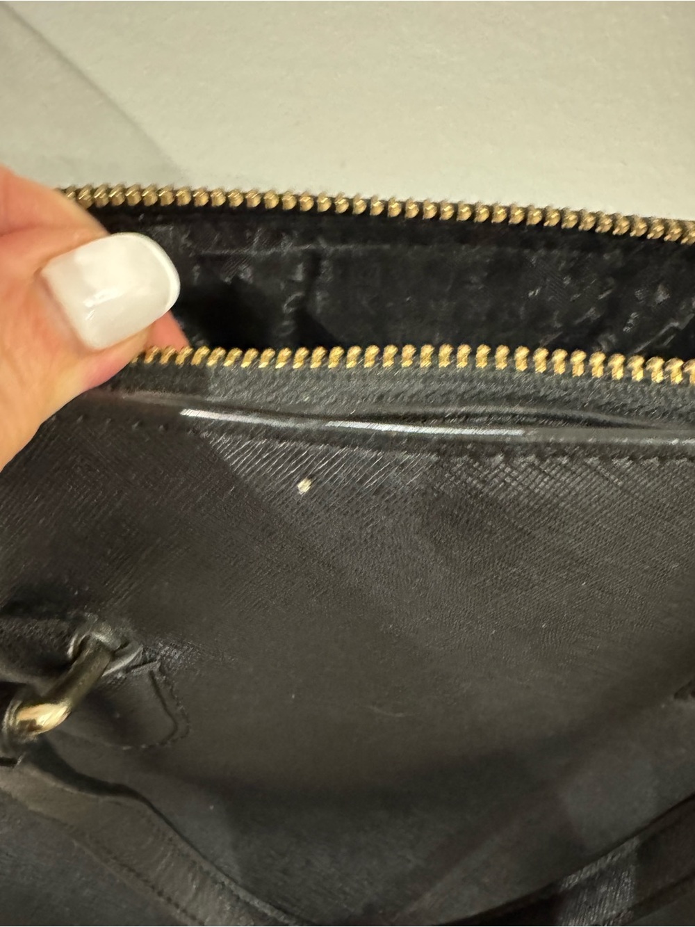 kate spade Black Saffiano Leather Tote with Gold Logo Plate - Picture 5 of 8